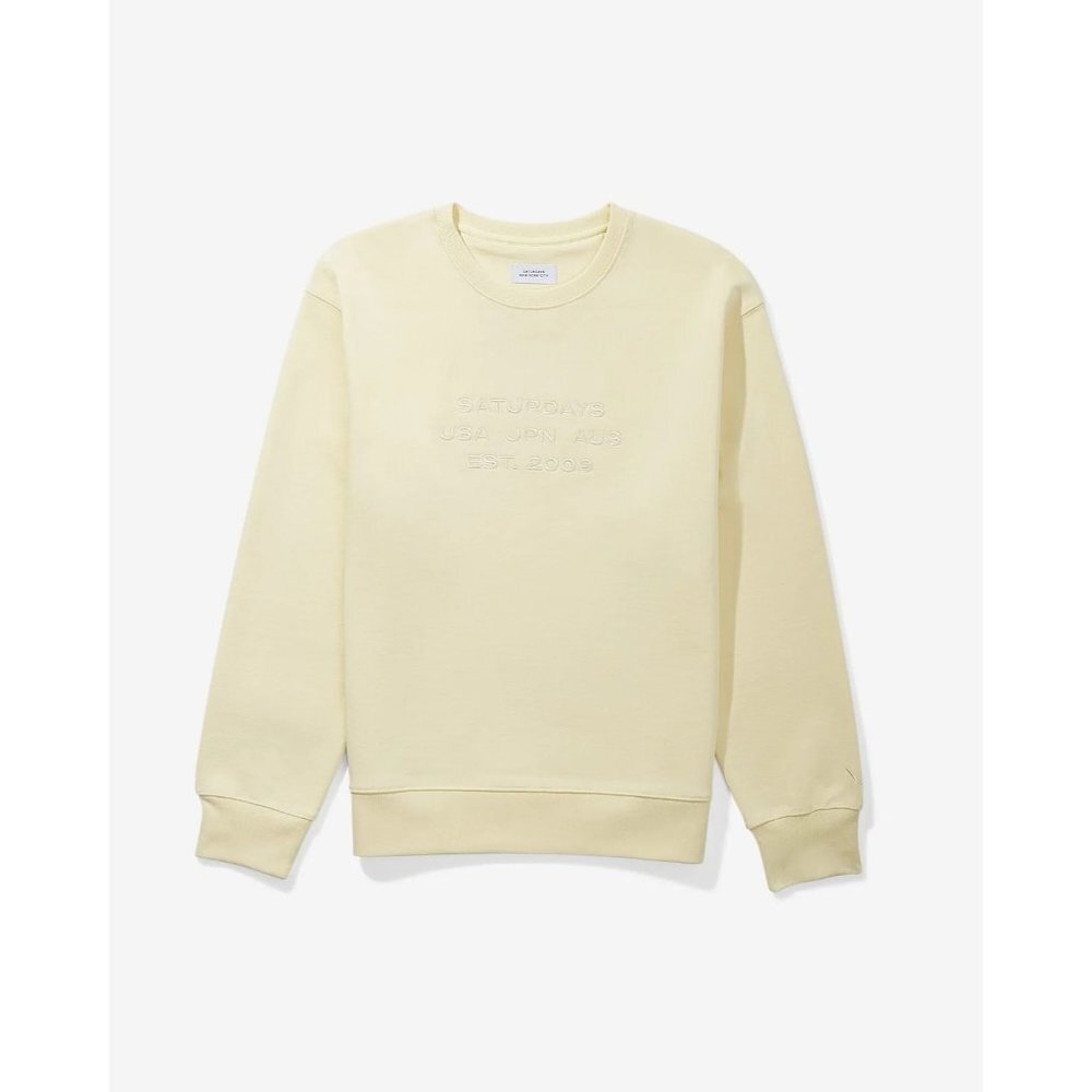 NWT SATURDAYS NEW YORK CITY Bowery International Crew Sweatshirt Almond Oil Size